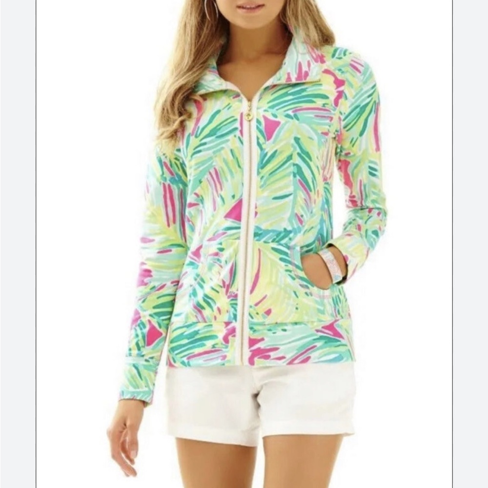 Lilly Pulitzer Leona Popover Full Zip Up UPF 50+ in Tropical Storm XL
